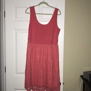 Coral lace bottom dress